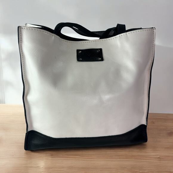 Patricia Nash Colorblock Toscano Large Tote Bag Black Ivory Handbag *No Tassels - Picture 2 of 16
